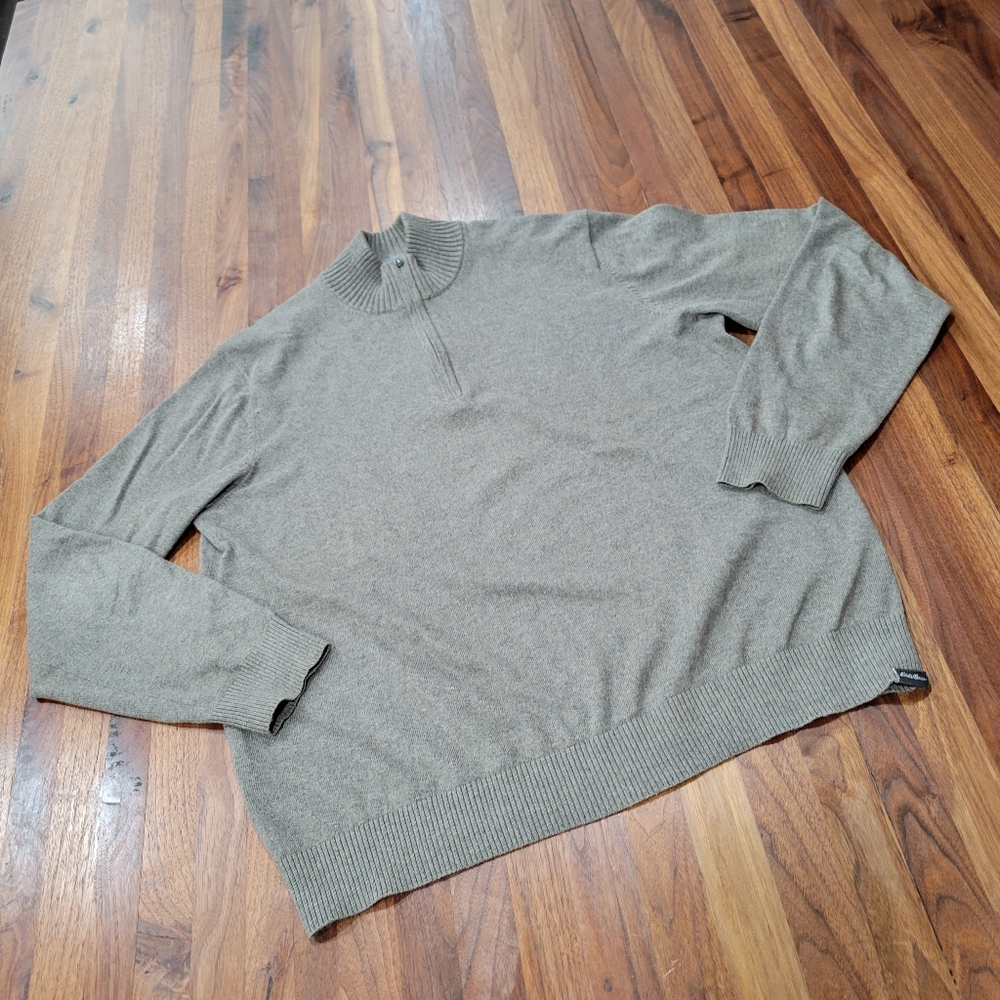 Eddie Bauer Quarter Zip Cotton Wool Blend Pullover Sweater Size Large
